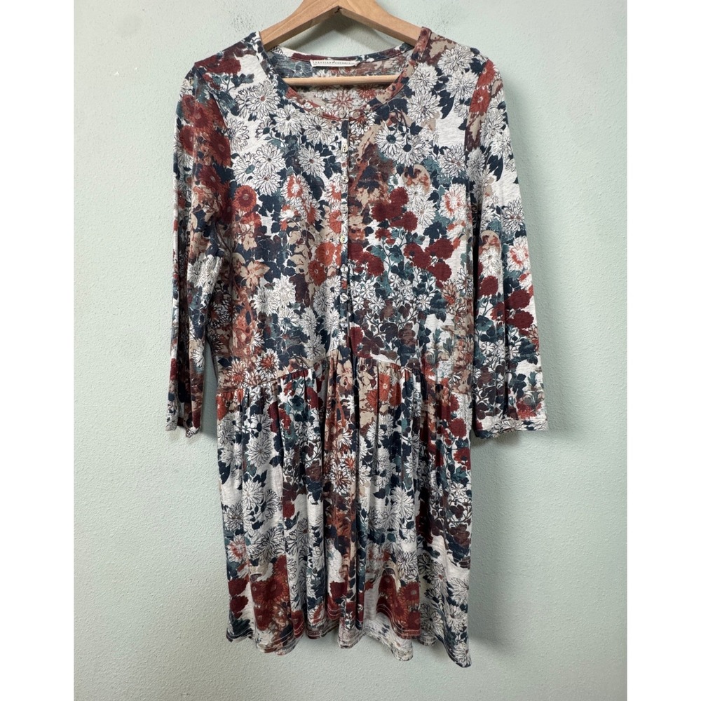 Peruvian Connection Floral Pima Cotton Modal Babydoll Dress Medium